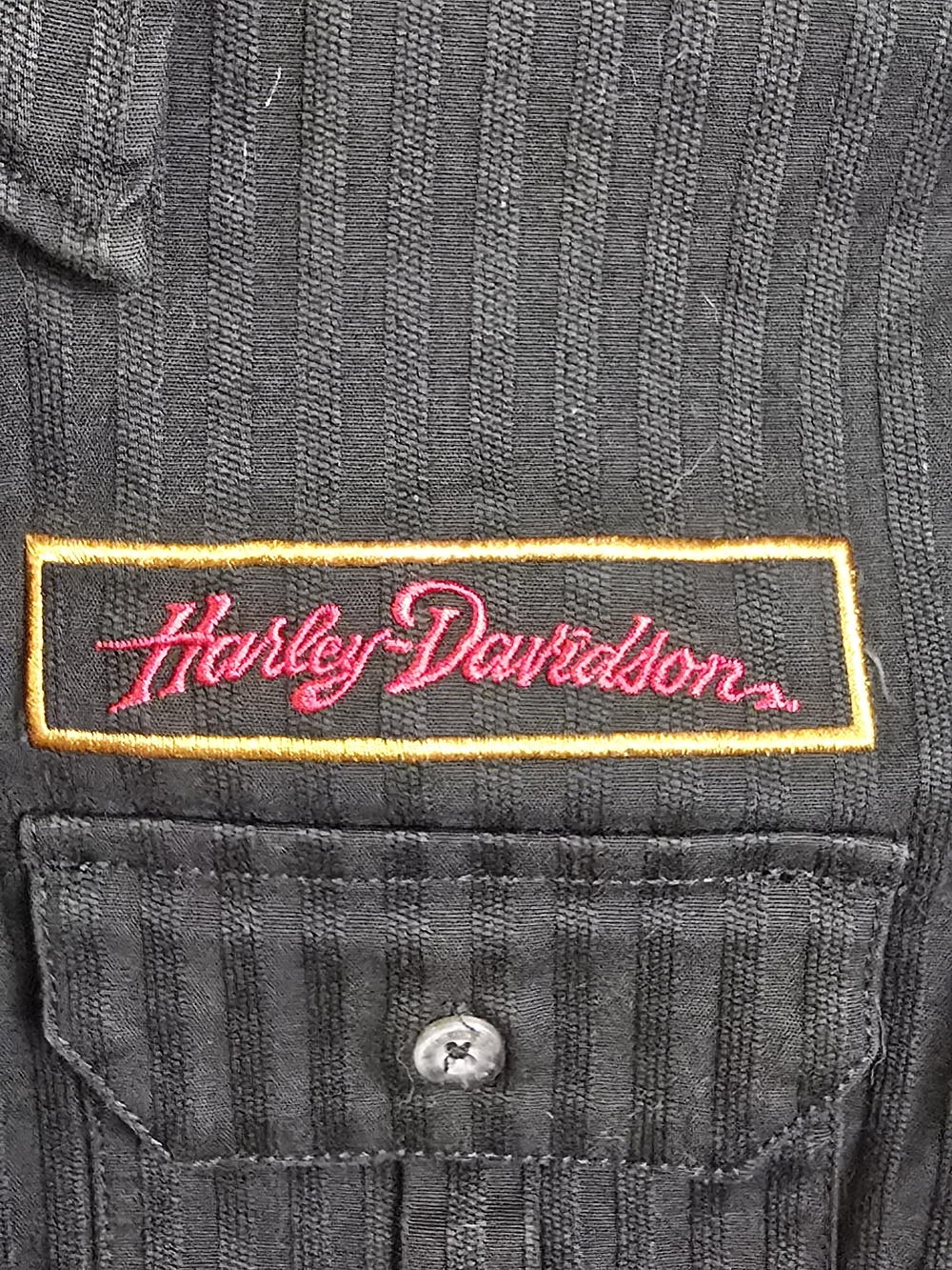 Harley-Davidson Black Pinstripe Workshirt with Orange Patch - Picture 4 of 6